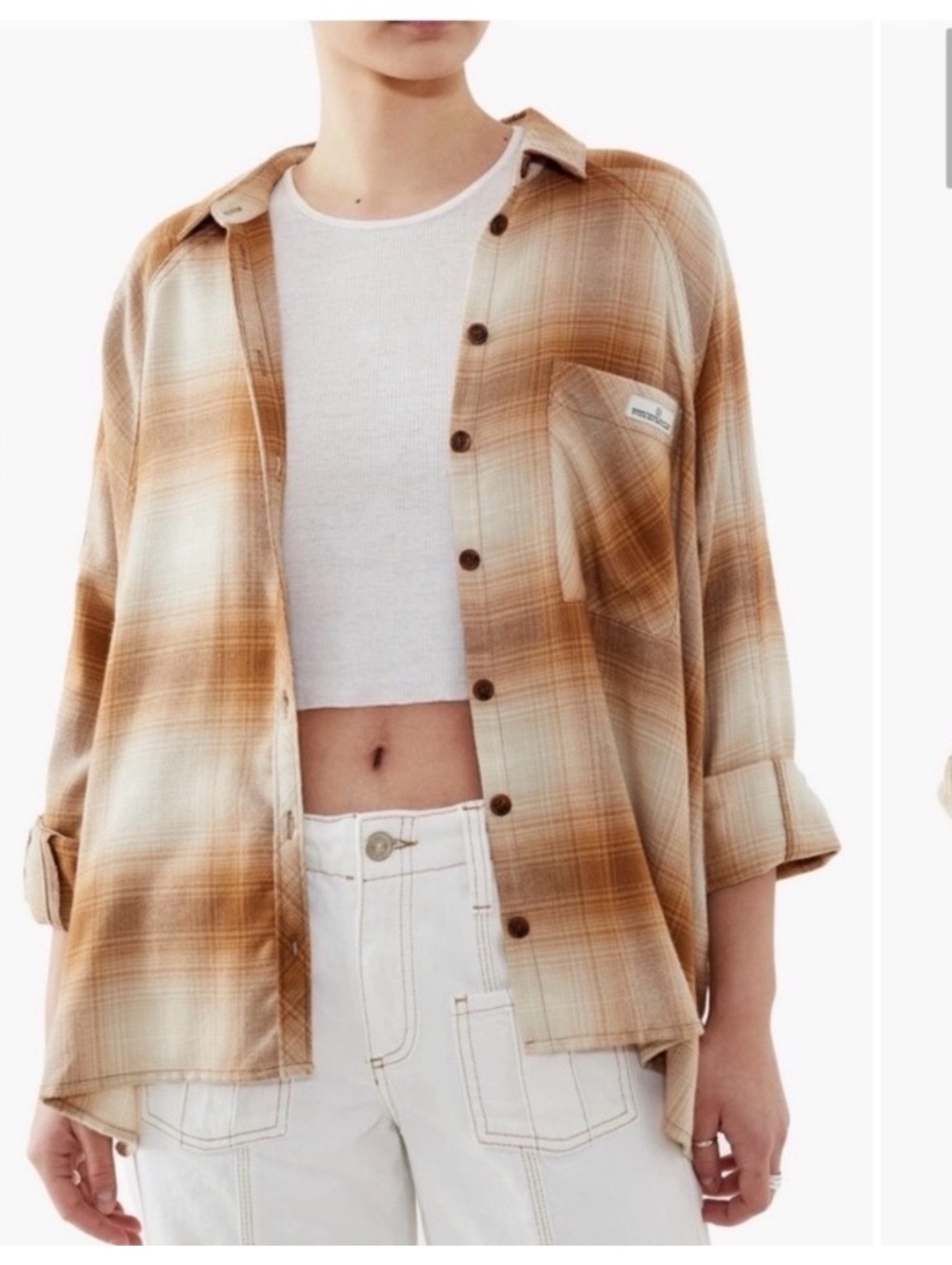 BDG Urban Outfitters Brenden Plaid Button Up Shirt Flannel Oversized Size Small